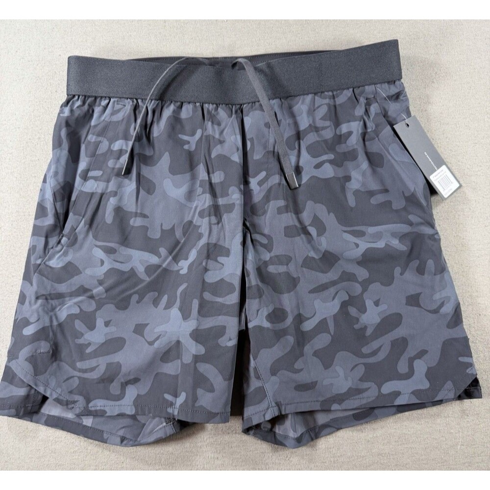 Ten Thousand Shorts Mens Medium 7" Black Camo Tactical Lined Performance NEW